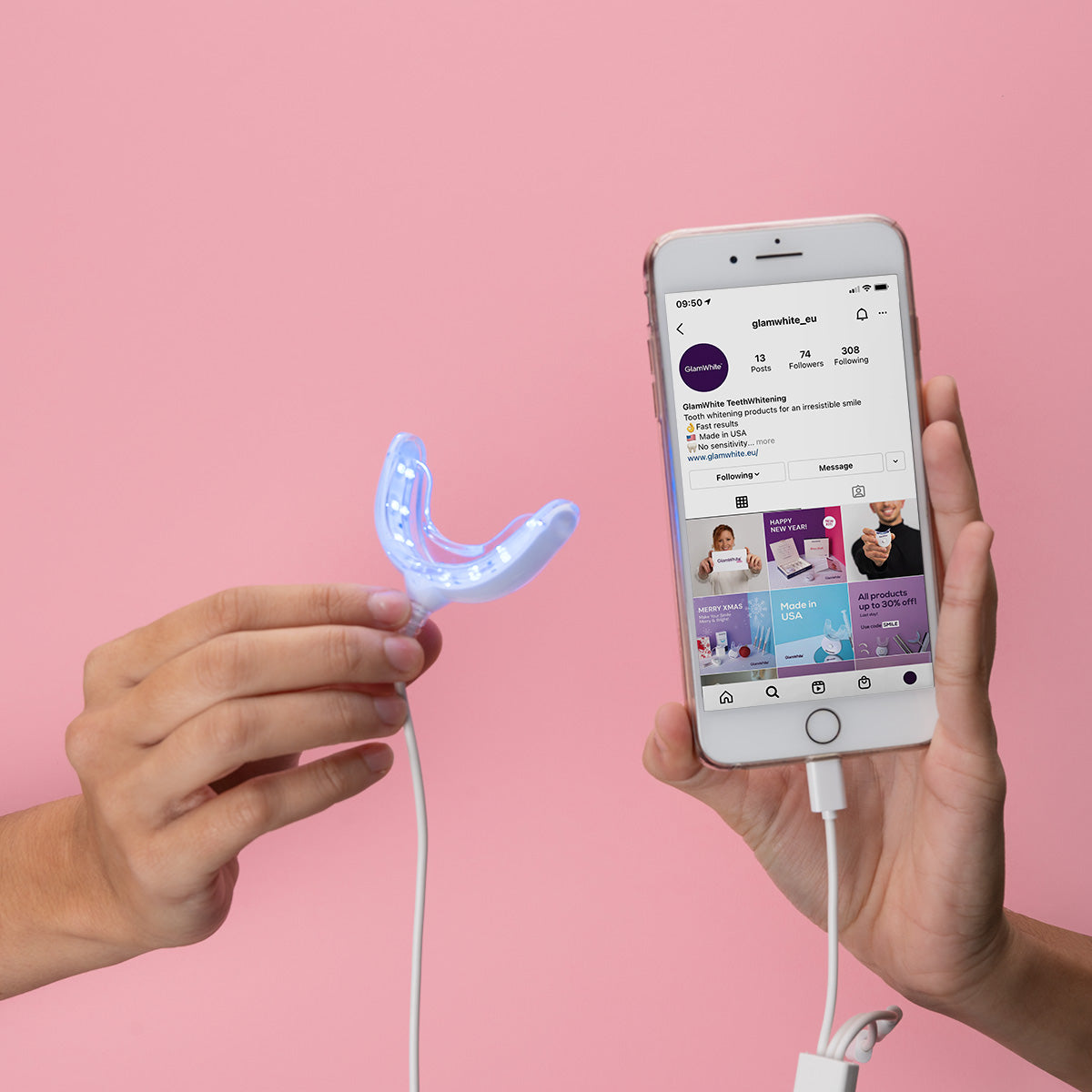 Zahnaufhellung Set mit LED – Whitening Kit für Zuhause (Smartphone kompatibel) (Made in USA)