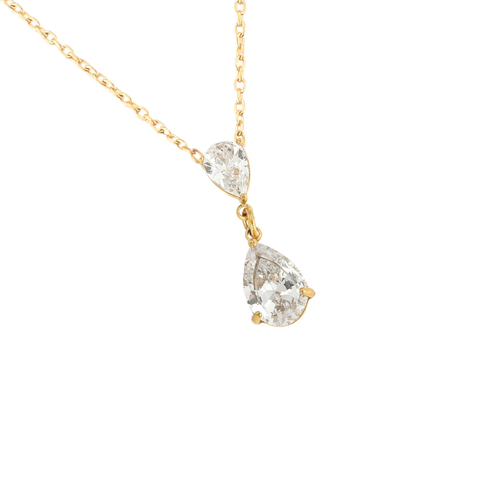 Narina – Tropfen-Duo Halskette | Edelstahl · 18k vergoldet · Zirkonia