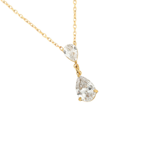 Narina – Tropfen-Duo Halskette | Edelstahl · 18k vergoldet · Zirkonia