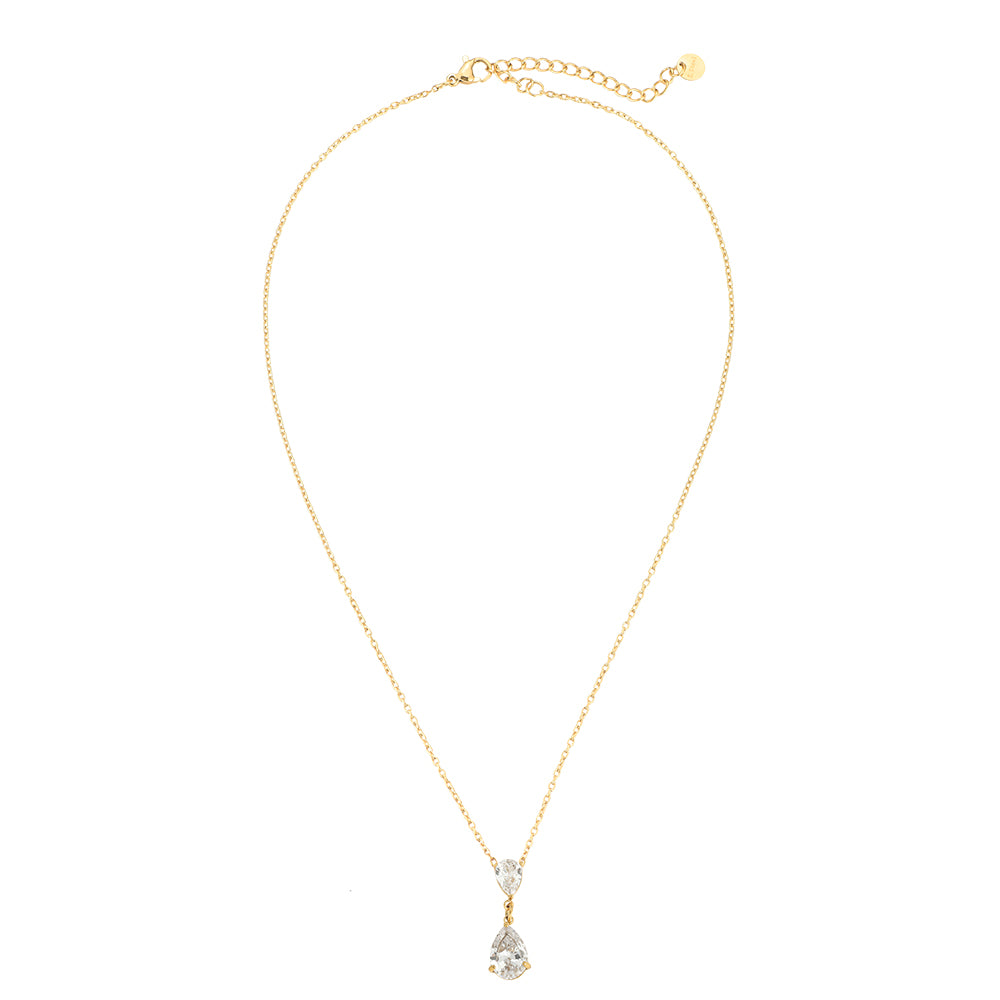 Narina – Tropfen-Duo Halskette | Edelstahl · 18k vergoldet · Zirkonia