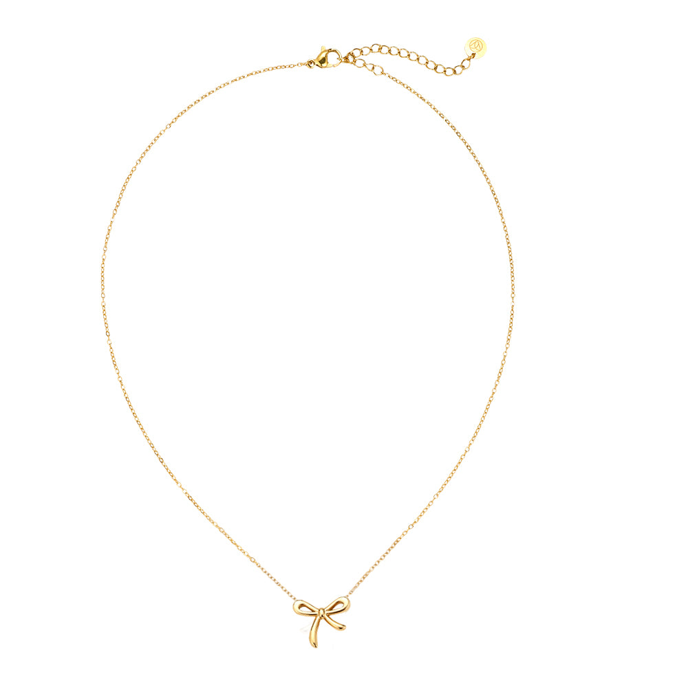 Mira – Zarte Schleifen-Halskette | Edelstahl · 18k vergoldet · filigranes Design