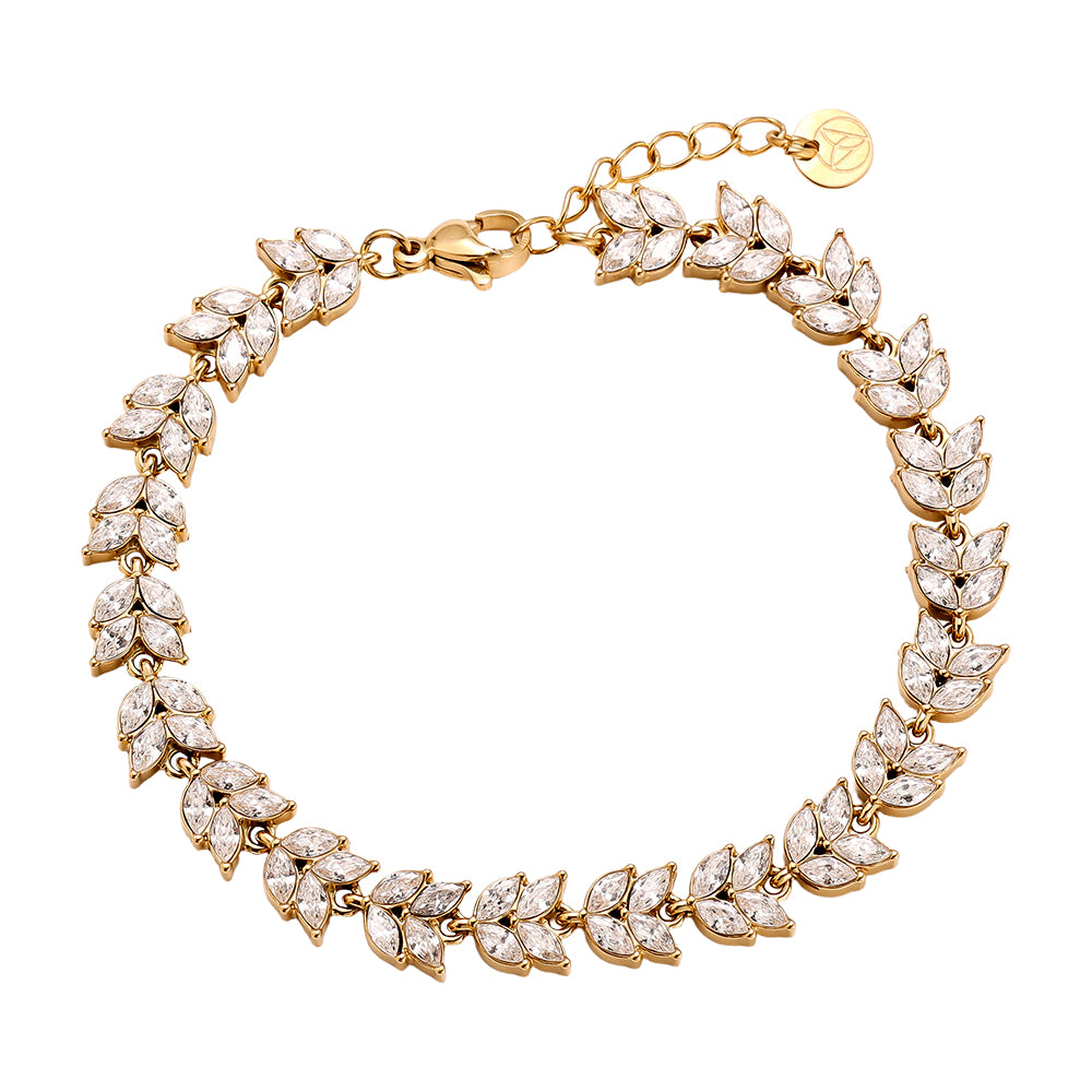 Laleh – Glanzvolles Blätterdesign-Armband | Edelstahl · 18k vergoldet
