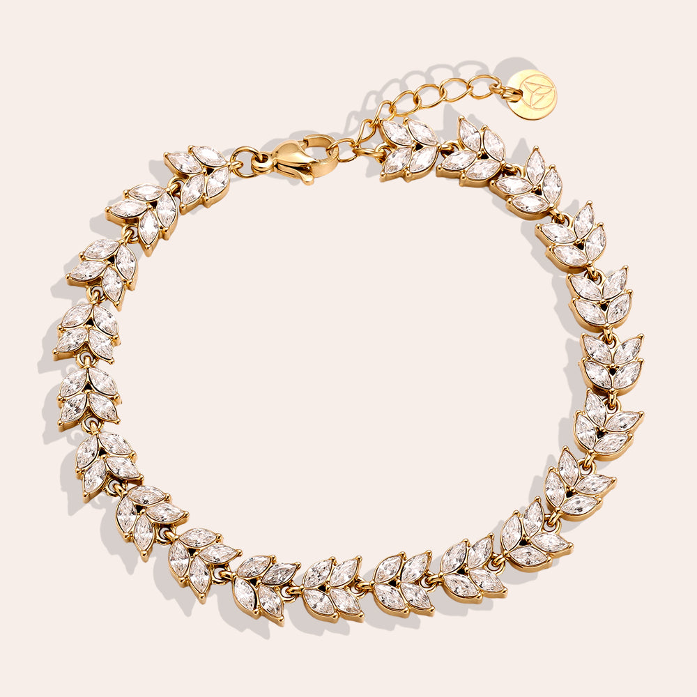 Laleh – Glanzvolles Blätterdesign-Armband | Edelstahl · 18k vergoldet