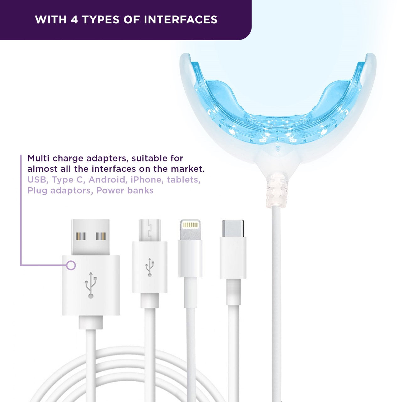 Zahnaufhellung Set mit LED – Whitening Kit für Zuhause (Smartphone kompatibel) (Made in USA)