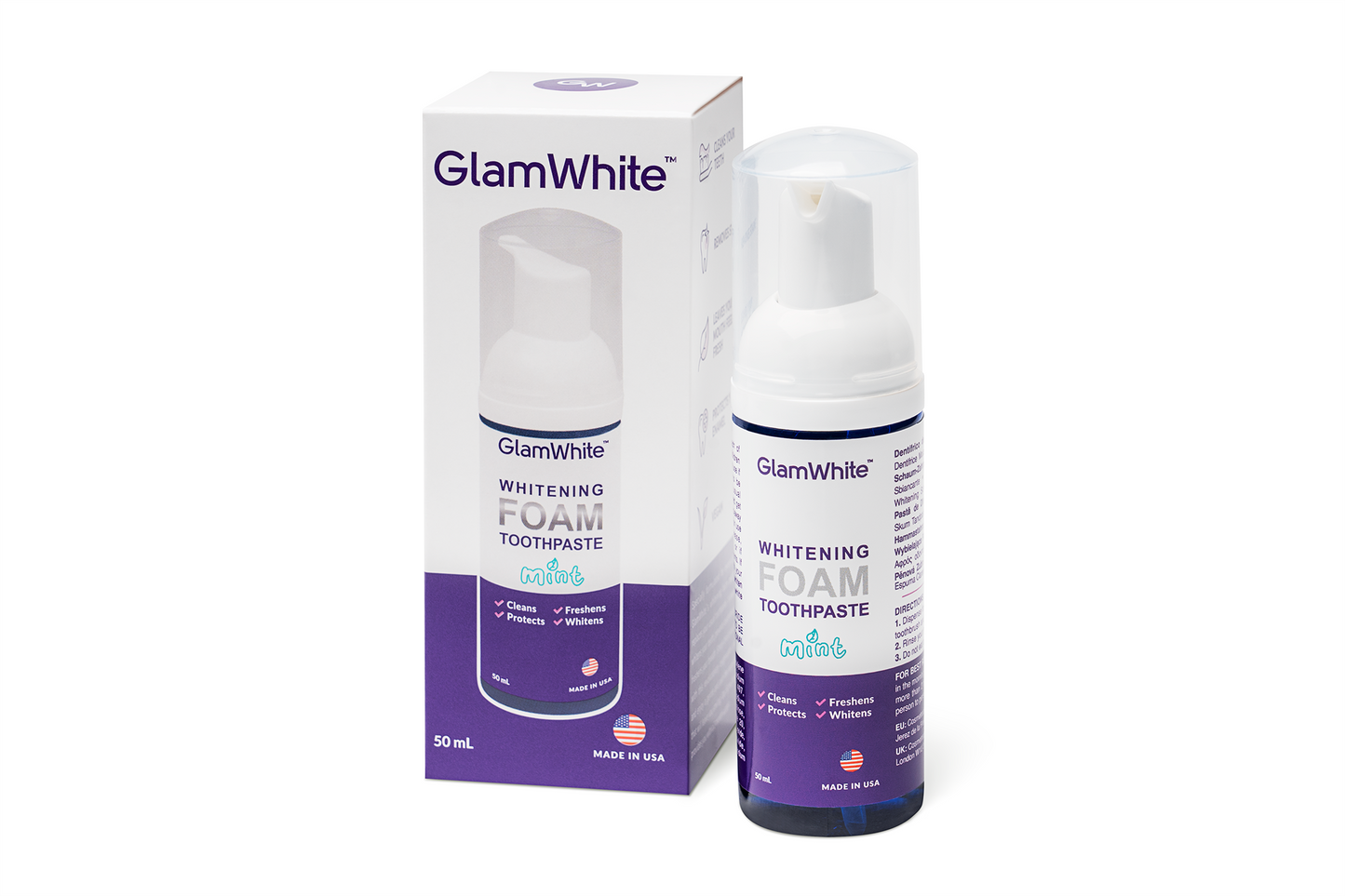 Whitening Foam Zahnpasta – sanfte Zahnaufhellung für jeden Tag (50 ml) (Made in USA)