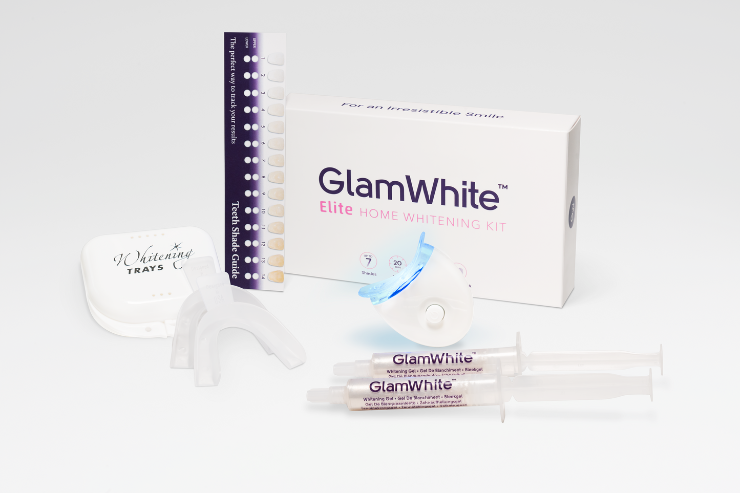Zahnaufhellung Set mit LED – Whitening Kit Elite für Zuhause (2× 10 ml Gel) (Made in USA)