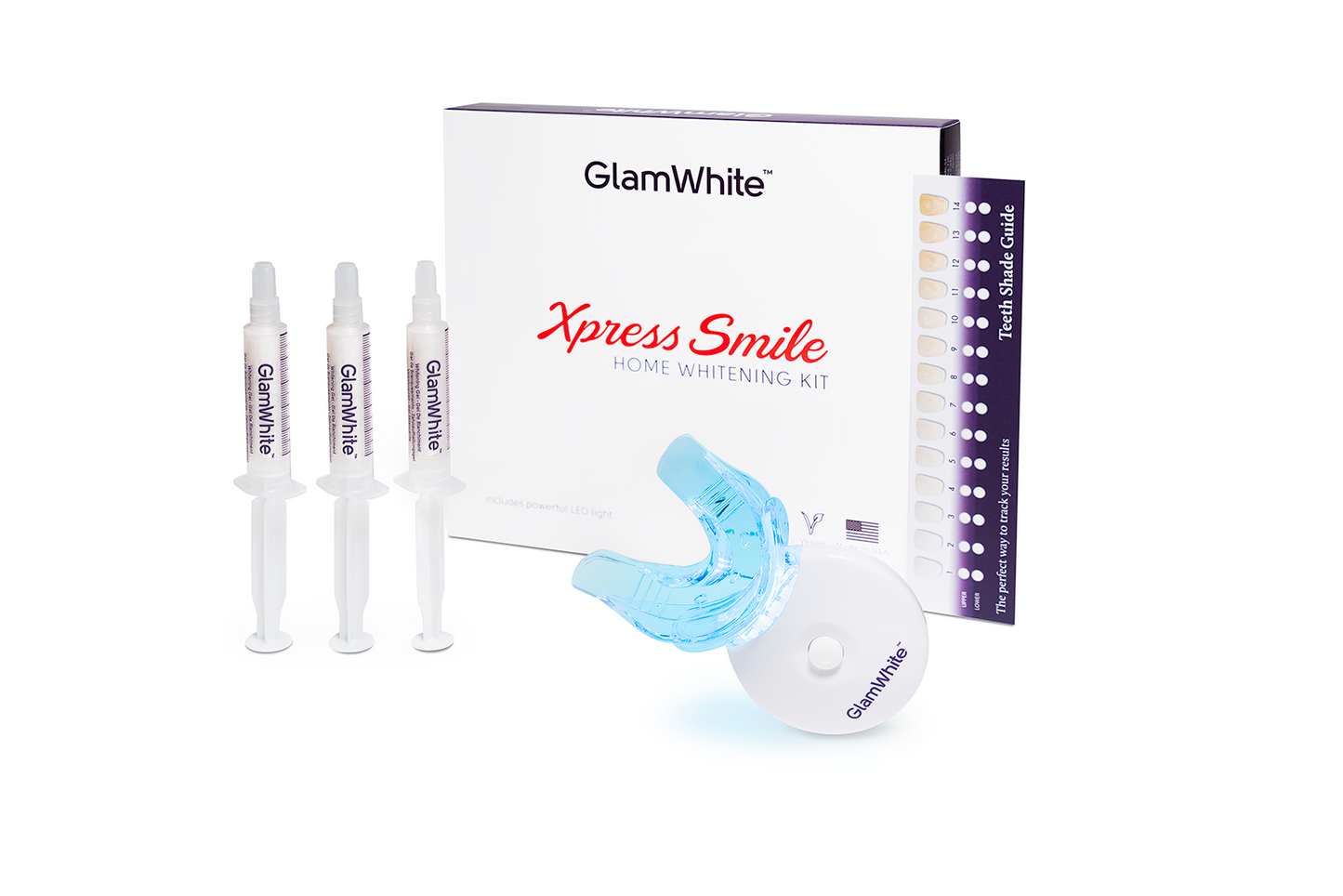 Zahnaufhellung Set mit LED – Xpress Smile Whitening Kit (Premium Set) (Made in USA)