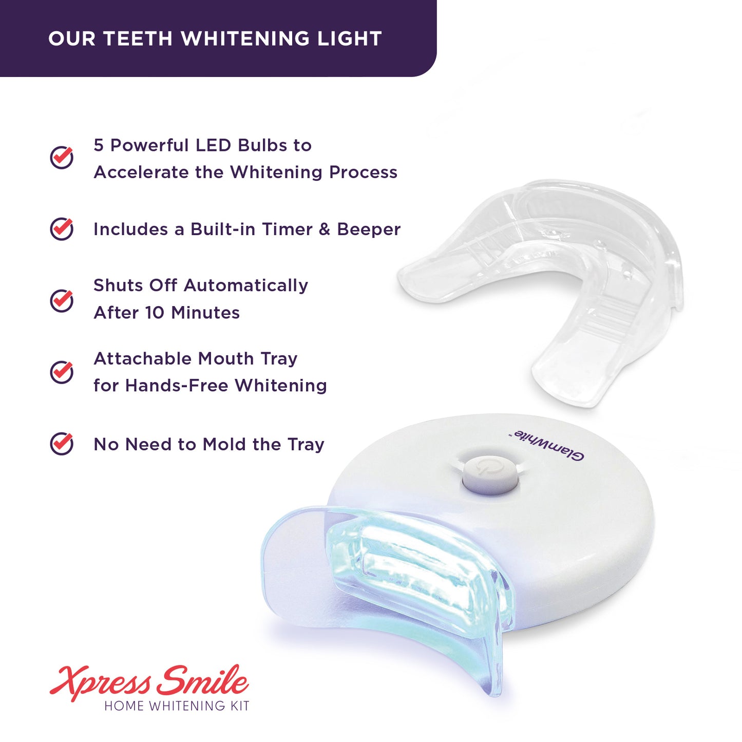 Zahnaufhellung Set mit LED – Xpress Smile Whitening Kit (Premium Set) (Made in USA)