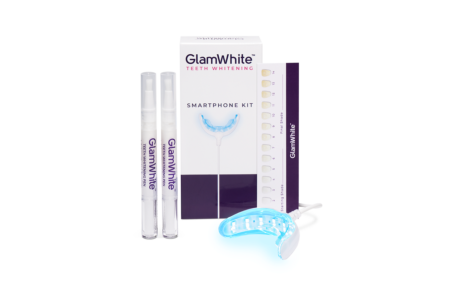 Zahnaufhellung Set mit LED – Whitening Kit für Zuhause (Smartphone kompatibel) (Made in USA)